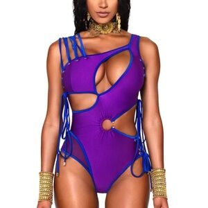 Vibrant Purple Cutout One-Piece Swimsuit